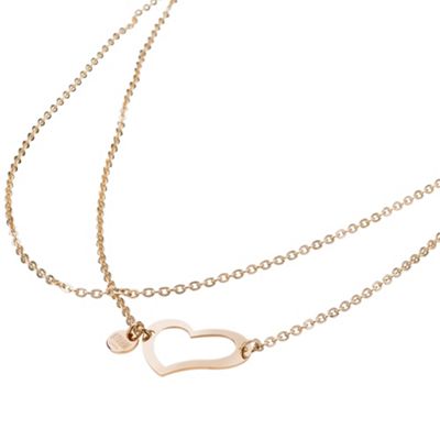 Ladies rose gold steel heart necklace
